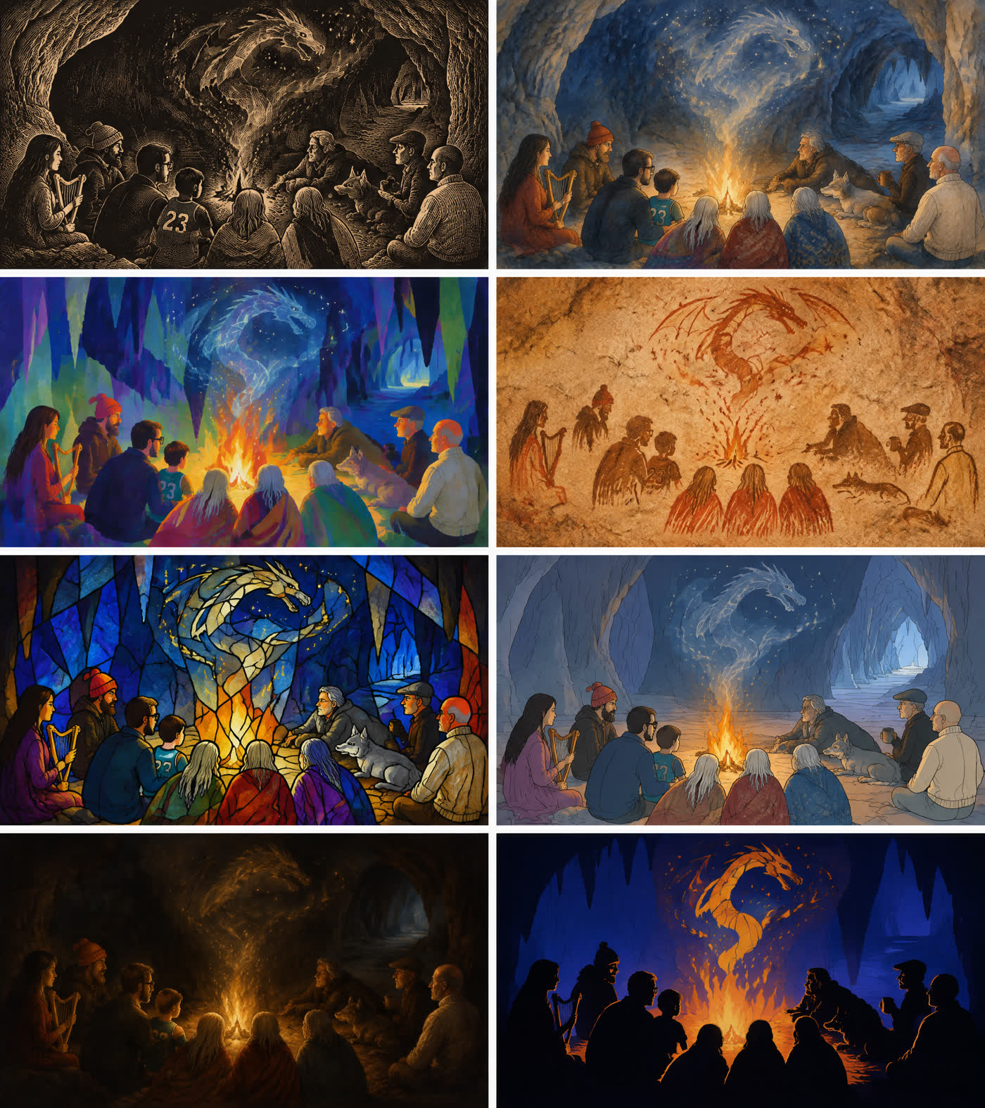 Full contact sheet, Around the Fire